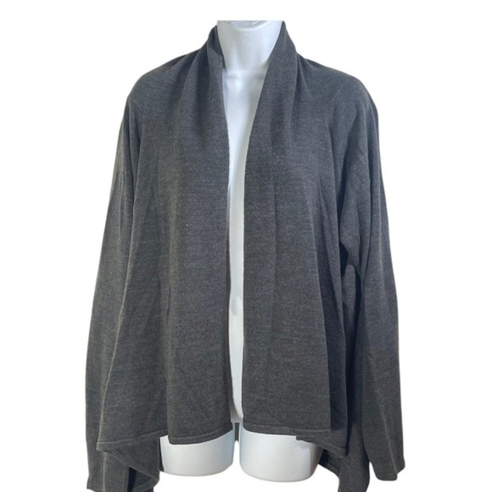 BASIC EDITIONS Gray Waterfall Cardigan Sweater XL vintage draped flowy‎ 90s